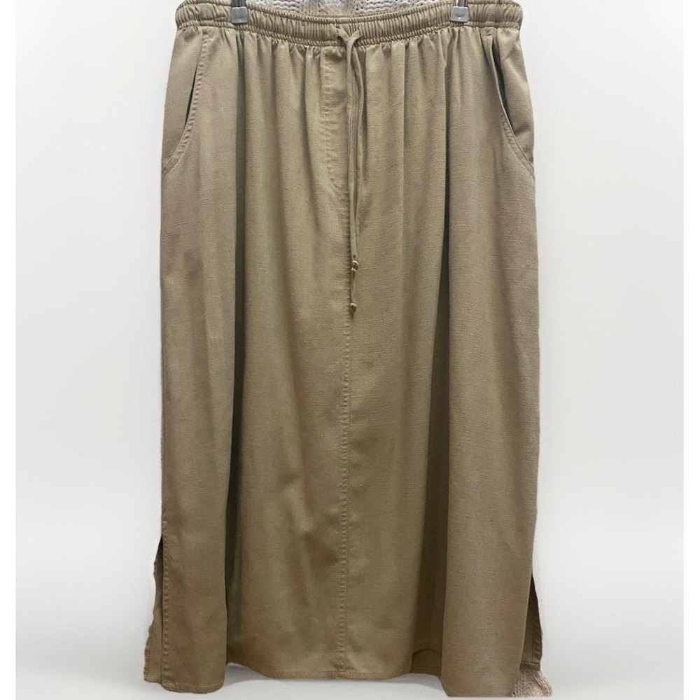 VTG Country Classics by‎ KORET Khaki Midi Skirt Pockets 20W Lagenlook Minimalist